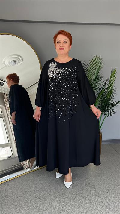 Selma Büyük Beden Taş İşlemeli Elbise