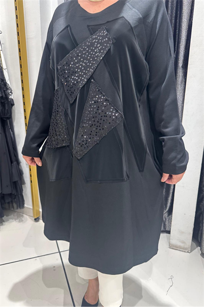 Selma Büyük Beden Taş İşlemeli Modern Tasarım Tunik