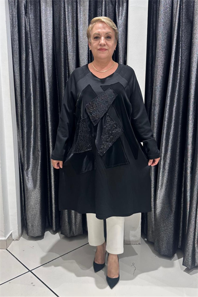 Selma Büyük Beden Taş İşlemeli Modern Tasarım Tunik