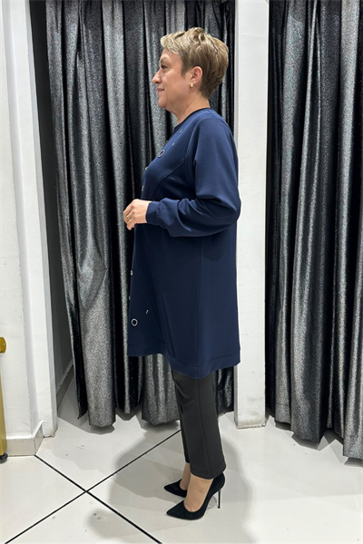 Selma Büyük Beden Taş İşlemeli Nervürlü Premium Oysho Kumaş Tunik
