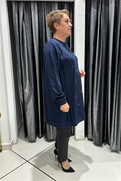 Selma Büyük Beden Taş İşlemeli Nervürlü Premium Oysho Kumaş Tunik