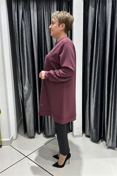 Selma Büyük Beden Taş İşlemeli Nervürlü Premium Oysho Kumaş Tunik