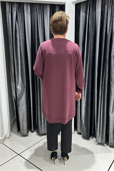 Selma Büyük Beden Taş İşlemeli Nervürlü Premium Oysho Kumaş Tunik