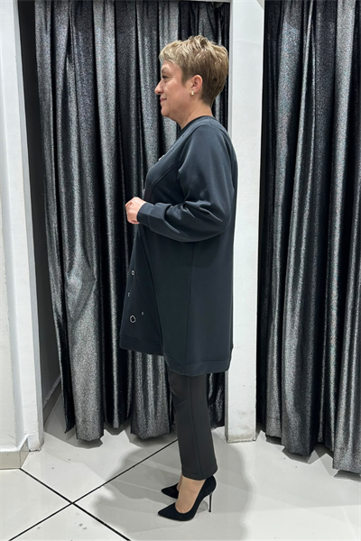 Selma Büyük Beden Taş İşlemeli Nervürlü Premium Oysho Kumaş Tunik