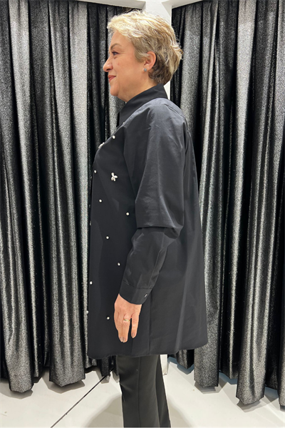 Selma Büyük Beden Taş İşlemeli Yakalı Tunik Gömlek