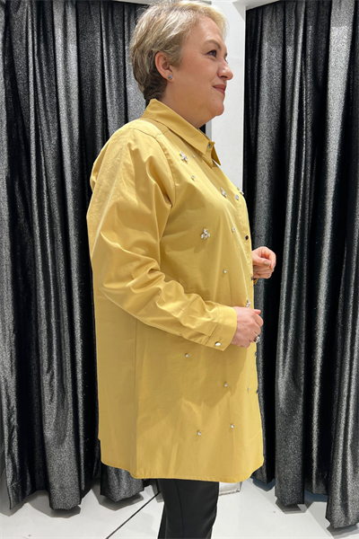 Selma Büyük Beden Taş İşlemeli Yakalı Tunik Gömlek