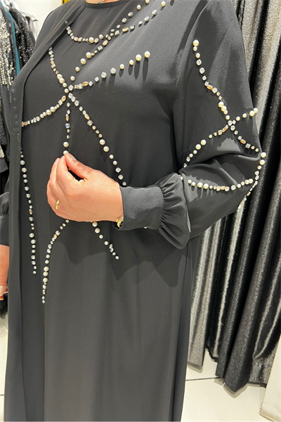 Selma Büyük Beden Taş ve İnci Detaylı Elbise