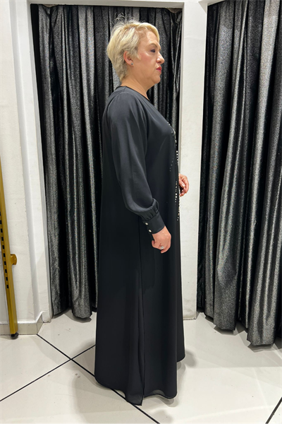 Selma Büyük Beden Taş ve İnci Detaylı Elbise