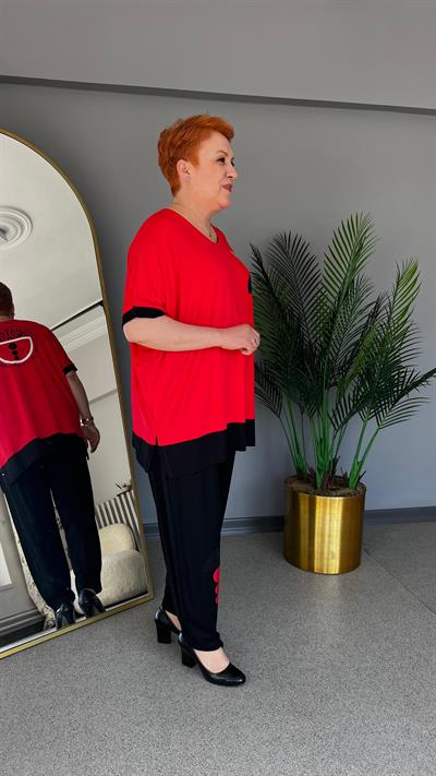 Selma Büyük Beden Tasarım Baskılı Takım