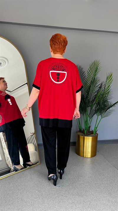 Selma Büyük Beden Tasarım Baskılı Takım