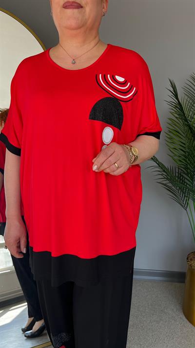 Selma Büyük Beden Tasarım Baskılı Takım