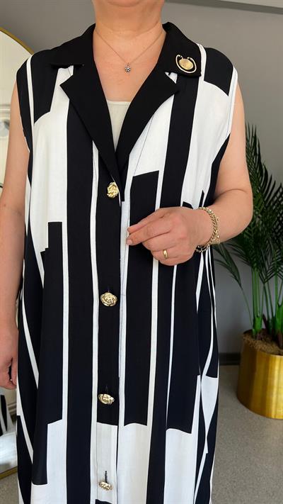 Selma Büyük Beden Tasarım Kolsuz  Elbise