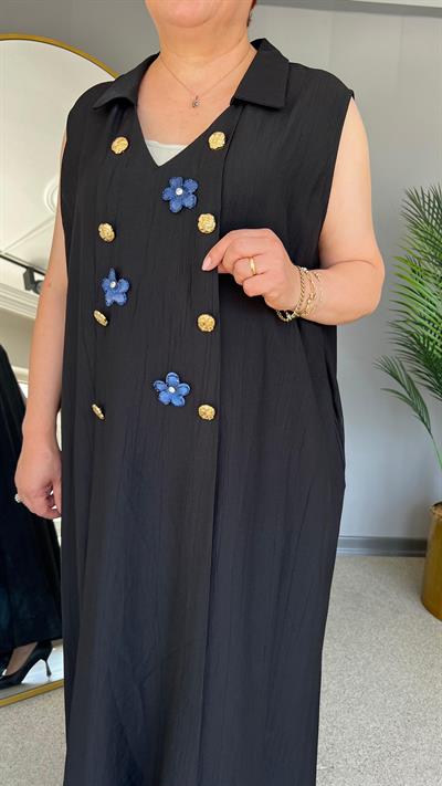 Selma Büyük Beden Tasarım Kolsuz  Elbise