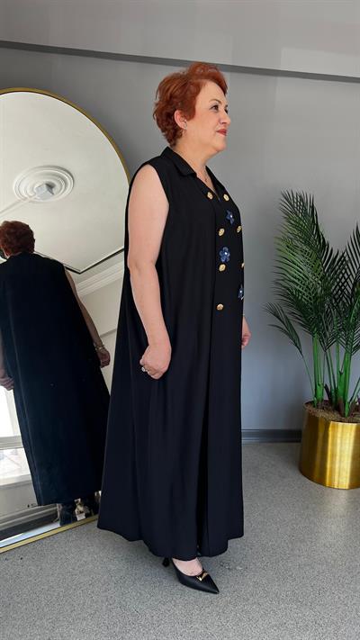 Selma Büyük Beden Tasarım Kolsuz  Elbise