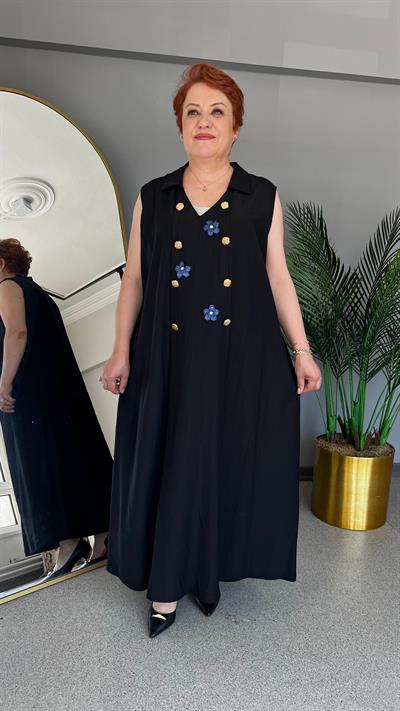 Selma Büyük Beden Tasarım Kolsuz  Elbise