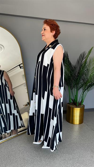 Selma Büyük Beden Tasarım Kolsuz  Elbise