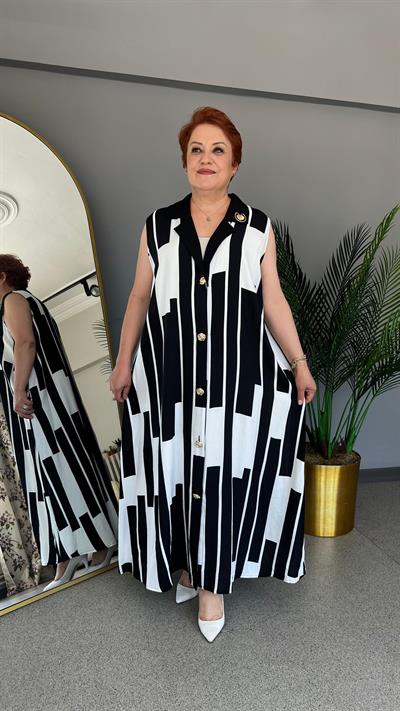 Selma Büyük Beden Tasarım Kolsuz  Elbise