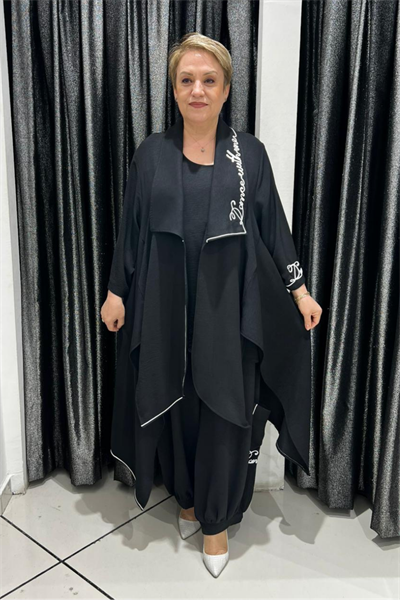 Selma Büyük Beden Tasarım Şerit Detaylı 3’lü Kombin