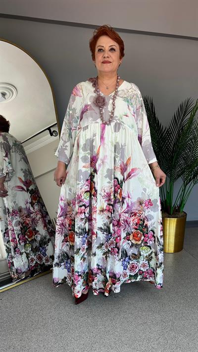 Selma Büyük Beden Tasarım Viskon Elbise