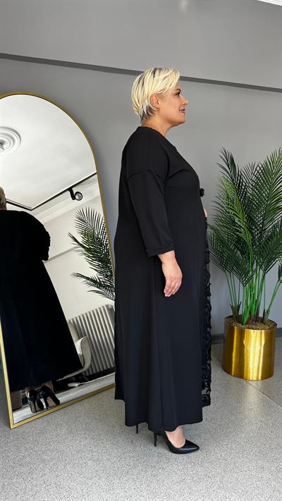 Selma Büyük Beden Taşlı Güpürlü Elbise