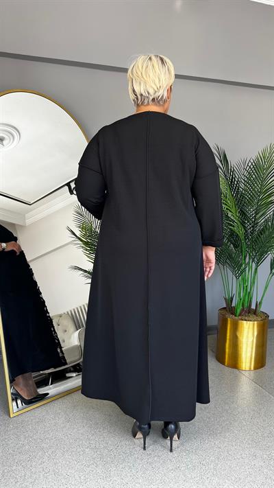 Selma Büyük Beden Taşlı Güpürlü Elbise