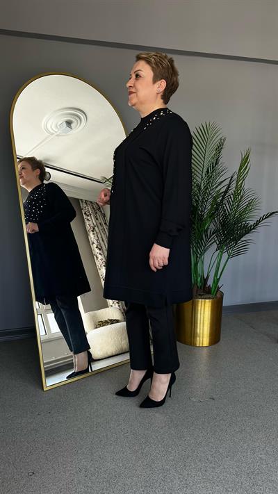 Selma Büyük Beden Taşlı Örme Tunik