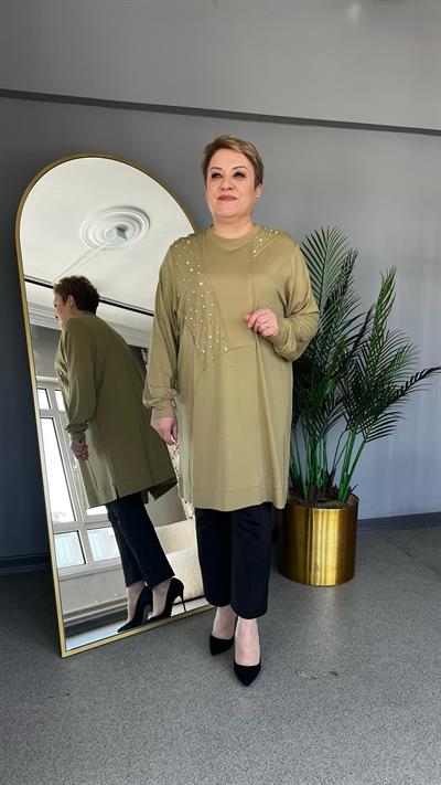 Selma Büyük Beden Taşlı Örme Tunik