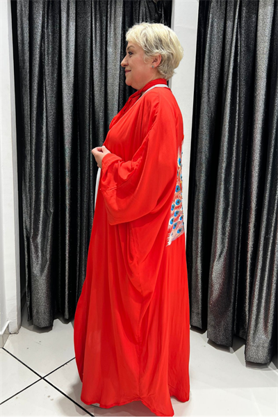 Selma Büyük Beden Tavus Kuşu Desenli Kimono