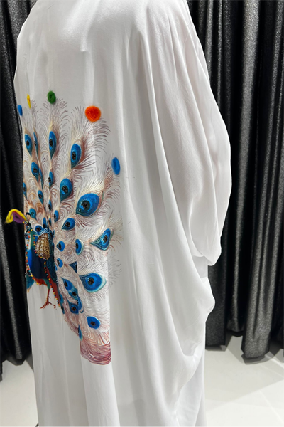 Selma Büyük Beden Tavus Kuşu Desenli Kimono