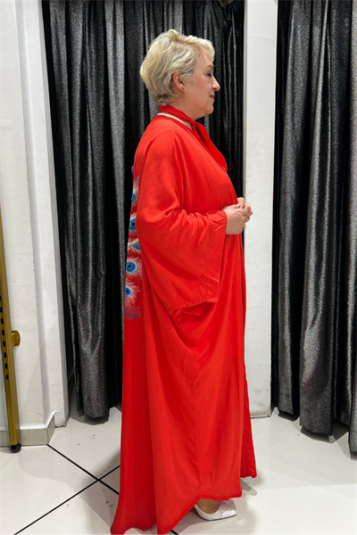 Selma Büyük Beden Tavus Kuşu Desenli Kimono