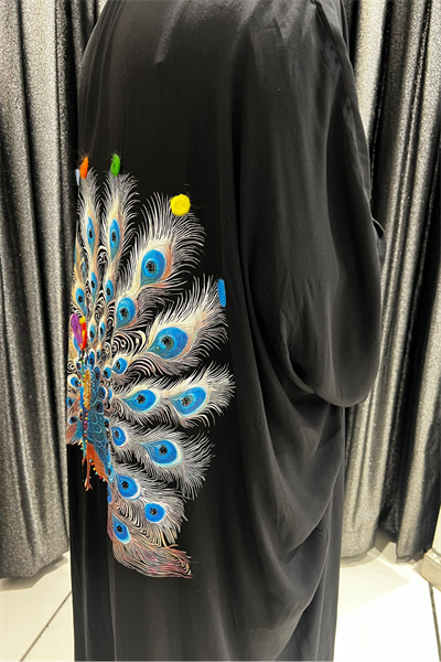 Selma Büyük Beden Tavus Kuşu Desenli Kimono