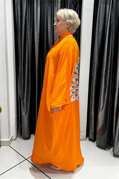 Selma Büyük Beden Tavus Kuşu Desenli Kimono