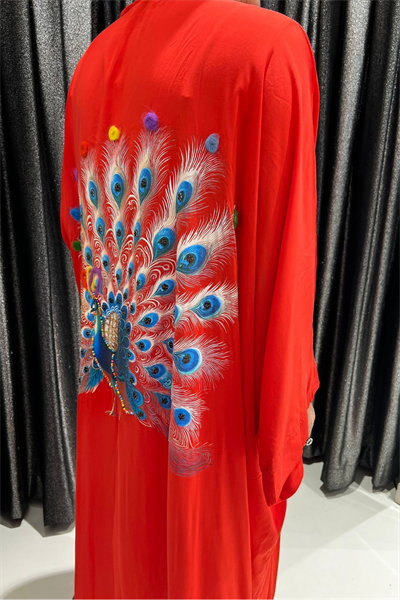 Selma Büyük Beden Tavus Kuşu Desenli Kimono