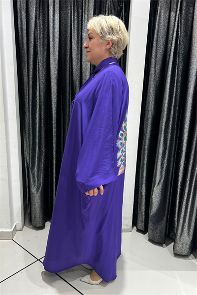 Selma Büyük Beden Tavus Kuşu Desenli Kimono
