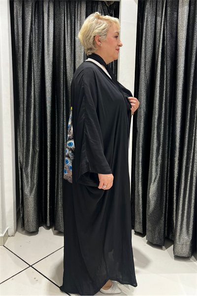 Selma Büyük Beden Tavus Kuşu Desenli Kimono