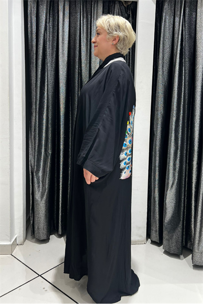 Selma Büyük Beden Tavus Kuşu Desenli Kimono