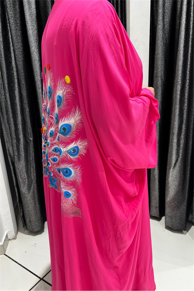 Selma Büyük Beden Tavus Kuşu Desenli Kimono