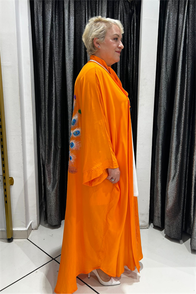 Selma Büyük Beden Tavus Kuşu Desenli Kimono