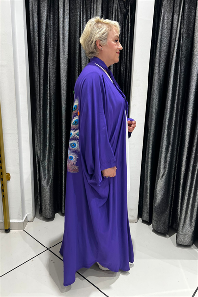 Selma Büyük Beden Tavus Kuşu Desenli Kimono