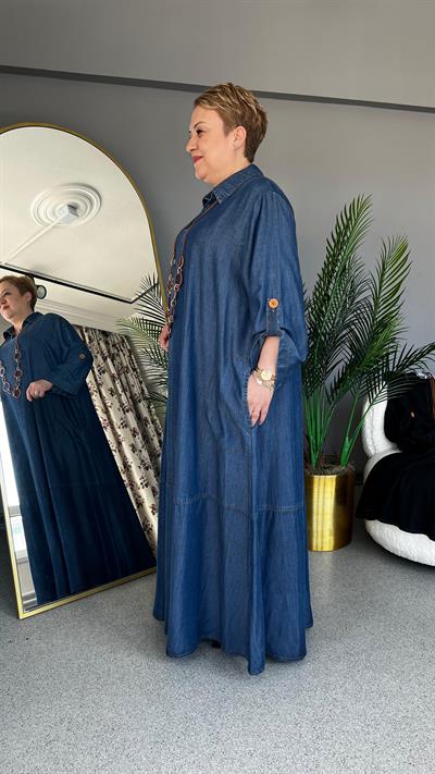 Selma Büyük Beden Tensel Kot Elbise