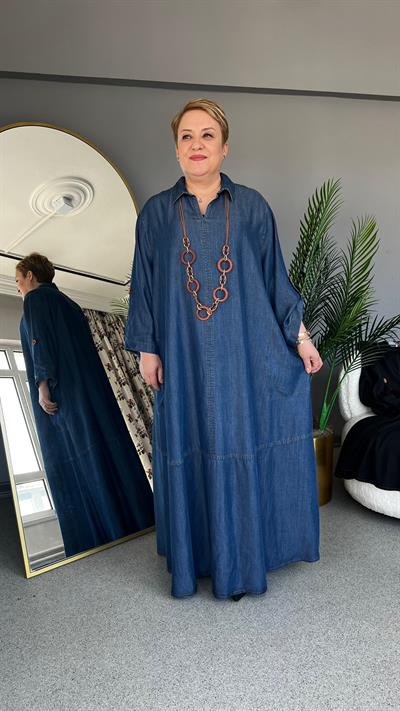 Selma Büyük Beden Tensel Kot Elbise