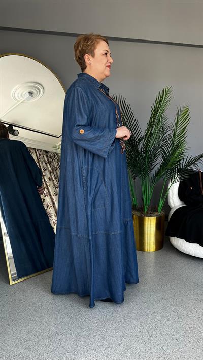 Selma Büyük Beden Tensel Kot Elbise