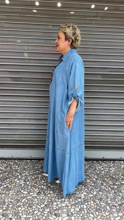 Selma Büyük Beden Tensel Kot Elbise