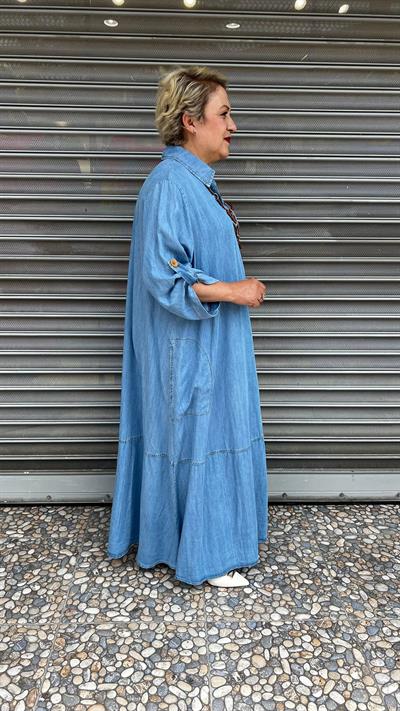 Selma Büyük Beden Tensel Kot Elbise