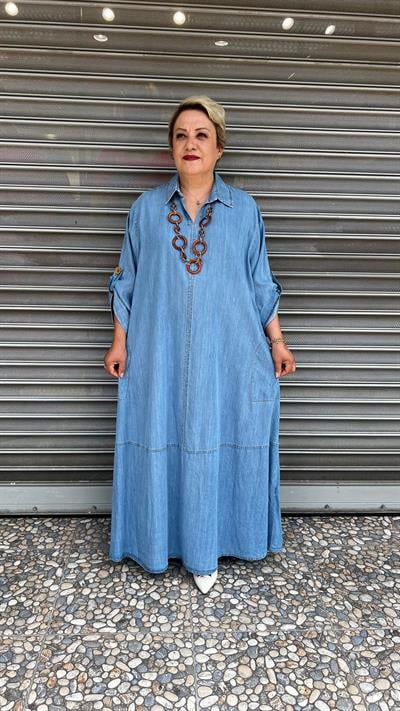 Selma Büyük Beden Tensel Kot Elbise