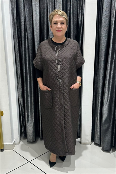 Selma Büyük Beden Tokalı Detaylı Kapitone Yelek