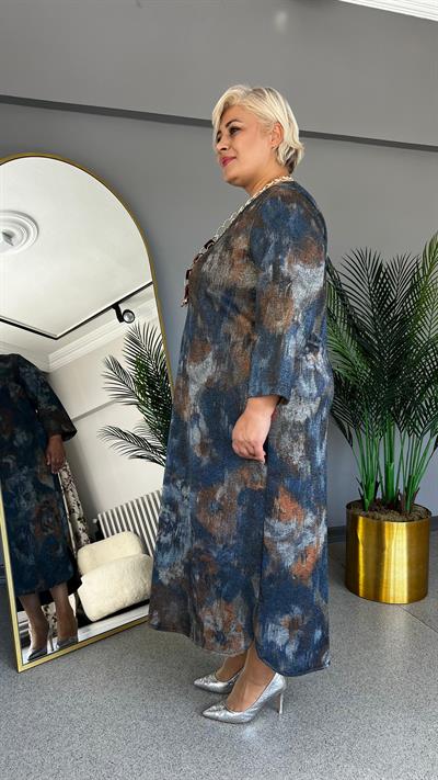 Selma Büyük Beden Triko Simli Elbise