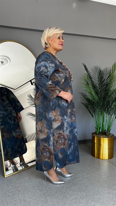 Selma Büyük Beden Triko Simli Elbise