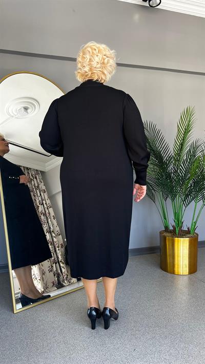 Selma Büyük Beden Triko Taş Detaylı Elbise