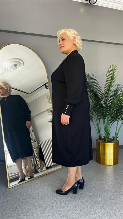 Selma Büyük Beden Triko Taş Detaylı Elbise